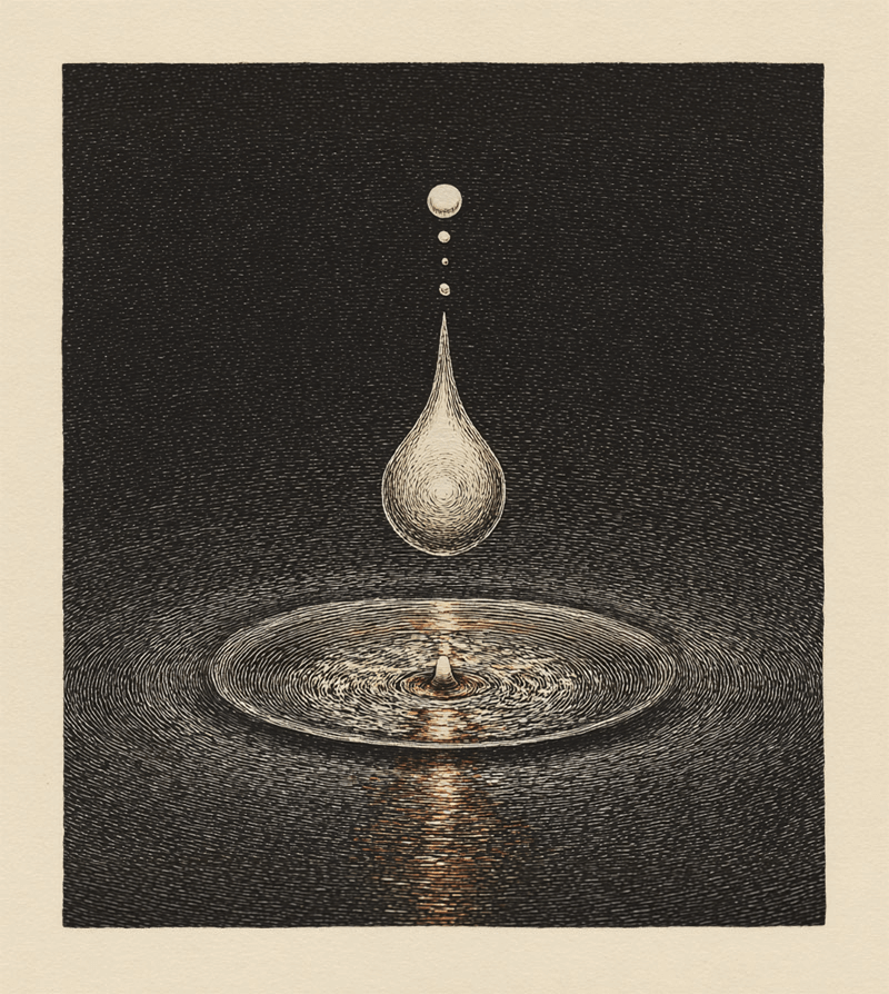 An illustration of a droplet of water